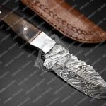 Damascus Skinner Knife — Hand-Forged, Wood Handle (RK-323)