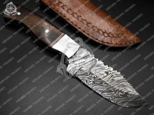 RK-323 Bat Shine Damascus Camping Knife, Damascus Skinner Knife, Damascus Hunting Knife, Damascus Steel Knife, USA Made