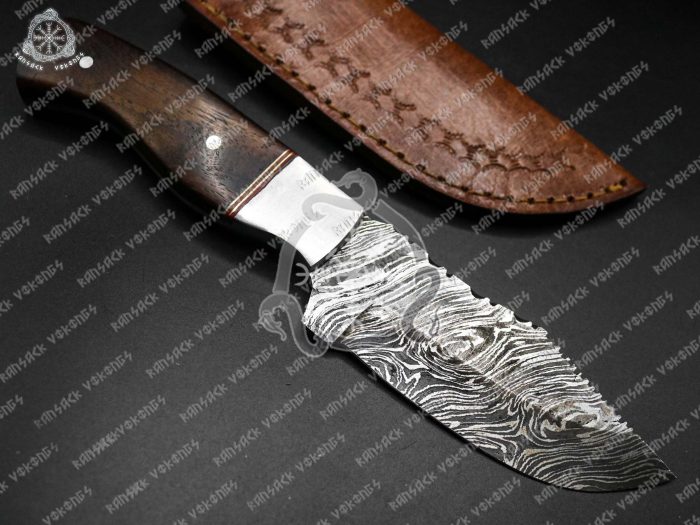 RK-323 Bat Shine Damascus Camping Knife, Damascus Skinner Knife, Damascus Hunting Knife, Damascus Steel Knife, USA Made
