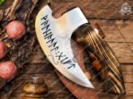 Pizza Axe — Hand-Forged Stainless Steel, Olive Wood Handle, Leather Blade Cover - view 3
