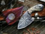 Damascus Skinner Knife — Hand-Forged, Walnut Handle