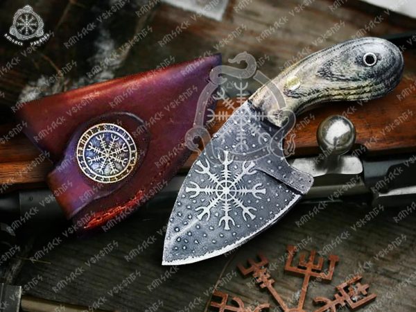 RK-371 Damascus Skinner knife, Damascus Fixed Blade,Skinner Hunting knife ,Viking knife, Forged steel knife,Camping knife Walnut Wood Gift for Him (Copy)