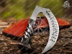 Pizza Axe — Hand-Forged Stainless Steel, Olive Wood Handle, Leather Blade Cover | Engraving Available (RK-316) - Image 5