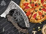 Raven Pizza Axe — Hand-Forged Stainless Steel, Olive Wood Handle, Leather Blade Cover | Engraving Available - Image 2