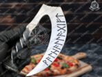 Pizza Axe — Hand-Forged Stainless Steel, Olive Wood Handle, Leather Blade Cover | Engraving Available (RK-316) - Image 2