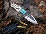 Damascus Skinner Knife — Hand-Forged, 7.75" Overall, Bone Handle, Leather Sheath | Engraving Available - Image 3