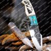 RK-376 Bone Engraved Handmade Damascus Hunting Skinner Fixed Blade Bush craft Knife Camping Survival knife USA Made - Image 2