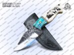 Damascus Skinner Knife — Hand-Forged, 7.75" Overall, Bone Handle, Leather Sheath | Engraving Available - Image 4