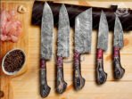 Damascus Chef Knife — Hand-Forged, Buffalo Horn Handle, Leather Sheath (RK-378) - Image 2