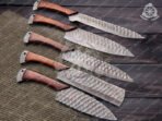 Damascus Chef Knife — Hand-Forged, Buffalo Horn Handle, Leather Sheath