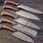 Damascus Chef Knife — Hand-Forged, Buffalo Horn Handle, Leather Sheath