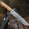 RK-385 Damascus Leather Handle Knife, Damascus Fixed Blade Knife, Damascus Viking Knife, Damascus Camping Knife Hand Made Knives Gifts For Men USA Made - Image 2