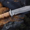 RK-385 Damascus Leather Handle Knife, Damascus Fixed Blade Knife, Damascus Viking Knife, Damascus Camping Knife Hand Made Knives Gifts For Men USA Made - Image 3