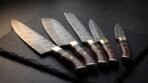 Hornsmith Hand Forged Damascus Chef Knife with Buffalo Horn and Pakka Wood Handle and Brass Bolster and Mosaic Pin & Leather Sheath | Chef and Kitchen Gift | RK-378 - Image 7