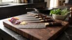 Hornsmith Hand Forged Damascus Chef Knife with Buffalo Horn and Pakka Wood Handle and Brass Bolster and Mosaic Pin & Leather Sheath | Chef and Kitchen Gift | RK-378 - Image 5