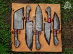 Damascus Chef Knife — Hand-Forged, Buffalo Horn Handle, Leather Sheath (RK-378) - Image 3