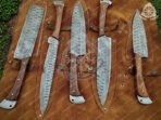 Damascus Chef Knife — Hand-Forged, Buffalo Horn Handle, Leather Sheath - Image 3
