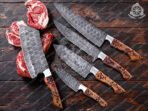 Damascus Chef Knife — Hand-Forged, Buffalo Horn Handle, Leather Sheath (RK-379)