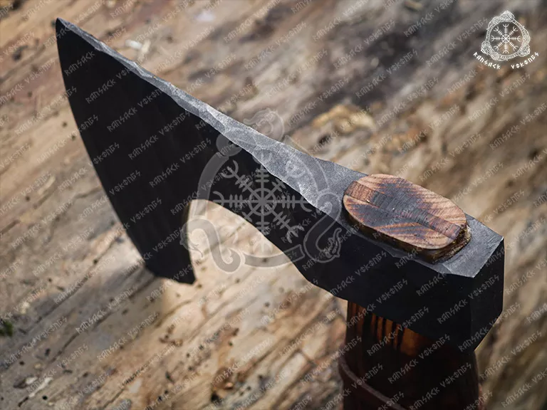 Norse Viking Bearded Axe — Hand-Forged High-Carbon Steel, 17″ Overall, Rosewood Handle - view 2