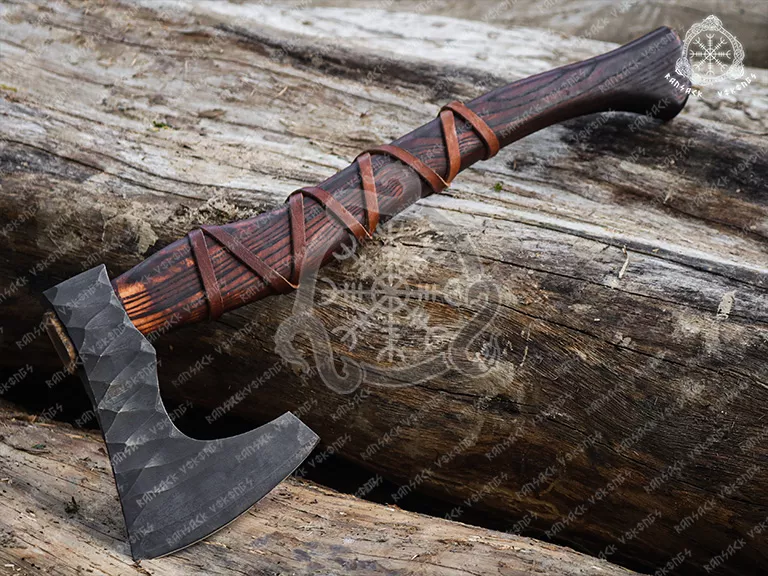Norse Viking Bearded Axe — Hand-Forged High-Carbon Steel, 17″ Overall, Rosewood Handle