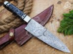 Damascus Chef Knife — Hand-Forged, Hardwood Handle, Leather Sheath | Engraving Available (RK-396) - Image 4