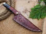 Damascus Chef Knife — Hand-Forged, Hardwood Handle, Leather Sheath | Engraving Available - Image 5