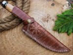 Damascus Chef Knife — Hand-Forged, Wood Handle, Leather Sheath | Engraving Available - Image 4