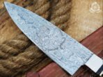 Damascus Chef Knife — Hand-Forged, Wood Handle, Leather Sheath | Engraving Available - Image 5