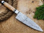 Damascus Chef Knife — Hand-Forged, Wood Handle, Leather Sheath | Engraving Available - Image 2