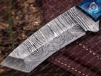 Damascus Skinner Knife — Hand-Forged, Wood Handle, Leather Sheath - Image 3
