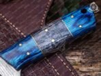 Damascus Skinner Knife — Hand-Forged, Wood Handle, Leather Sheath - Image 4
