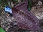 Damascus Skinner Knife — Hand-Forged, Wood Handle, Leather Sheath - Image 5