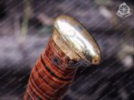 Damascus Bowie Knife, Hand-Forged, Buffalo Horn Handle, Leather Sheath - view 5