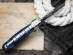 Damascus Folding Pocket Knife, Hand-Forged, 6.5″ Overall, Hardwood Handle, Leather Sheath - view 5