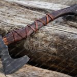 Norse Viking Bearded Axe, Hand-Forged High-Carbon Steel, 17″ Overall, Rosewood Handle