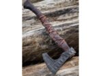 Norse Viking Bearded Axe, Hand-Forged High-Carbon Steel, 17″ Overall, Rosewood Handle - view 4