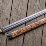 Sealord Hand Forged Damascus Viking Sword | 35 Inch Overall with 29 Inch Blade | Olive Wood Handle and Olive Burl Wooden Scabbard | Norse Collector and Display Gift | RK-509