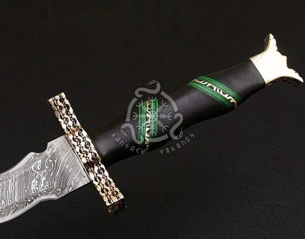 Sword — Hand-Forged Damascus, Olive Wood Handle, Sheath Included - view 2