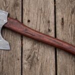 Emberhawk Hand Forged Damascus Bearded Axe | 20 Inch | Rosewood Handle with Leather Blade Cover and Gift Box | Hunting Camping Collector Gift | RK-404