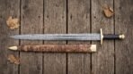 Brassguard Hand Forged Damascus Sword | 30 Inch Overall with 24 Inch Blade | Brass and Micarta Handle and Olive Burl Wooden Scabbard | Collector and Display Gift | RK-510 - Image 5