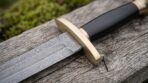 Brassguard Hand Forged Damascus Sword | 30 Inch Overall with 24 Inch Blade | Brass and Micarta Handle and Olive Burl Wooden Scabbard | Collector and Display Gift | RK-510 - Image 3