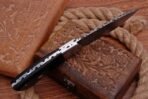 Damascus Skinner Knife — Hand-Forged, Wood Handle, Leather Sheath (RK-451) - Image 3