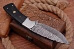 Damascus Skinner Knife — Hand-Forged, Wood Handle, Leather Sheath (RK-451) - Image 2