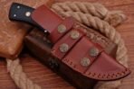 Damascus Skinner Knife — Hand-Forged, Wood Handle, Leather Sheath (RK-451) - Image 4