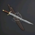 Longsword — Hand-Forged Damascus, 31" Overall, Olive Wood Handle, Sheath Included - Image 2