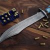 RK-486 17" Damascus Steel Knife Handmade Bowie Knife, Fixed Blade knife Hunting Knife,Prime Quality Rose Wood Handle, Personalized gift USA Made - Image 2