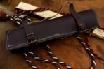 Damascus Chef Knife — Hand-Forged, Buffalo Horn Handle, Leather Sheath (RK-504) - Image 2