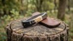 Bullhorn Hand Forged Damascus Folding Pocket Knife with Camel Bone and Bull Horn Handle & Cowhide Leather Sheath | Everyday Carry Collector Gift | RK-426 - Image 4