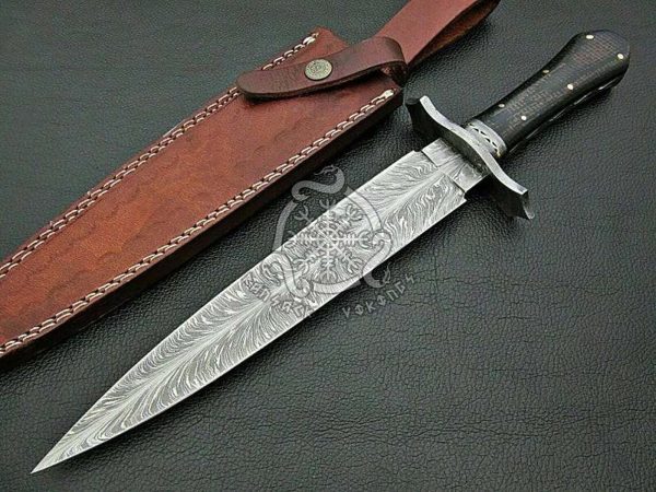 RK-502 Top Quality Hand Made Damascus Steel Dagger Knife Viking Knives Micarta Handle Beautiful Art Best Gift For Him and Her USA made
