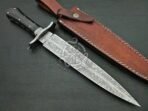 Damascus Dagger Knife — Hand-Forged, Micarta Handle, Leather Sheath - Image 2